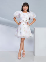 Girls White Party Wear Dress