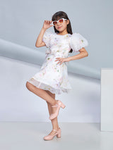 Girls White Party Wear Dress