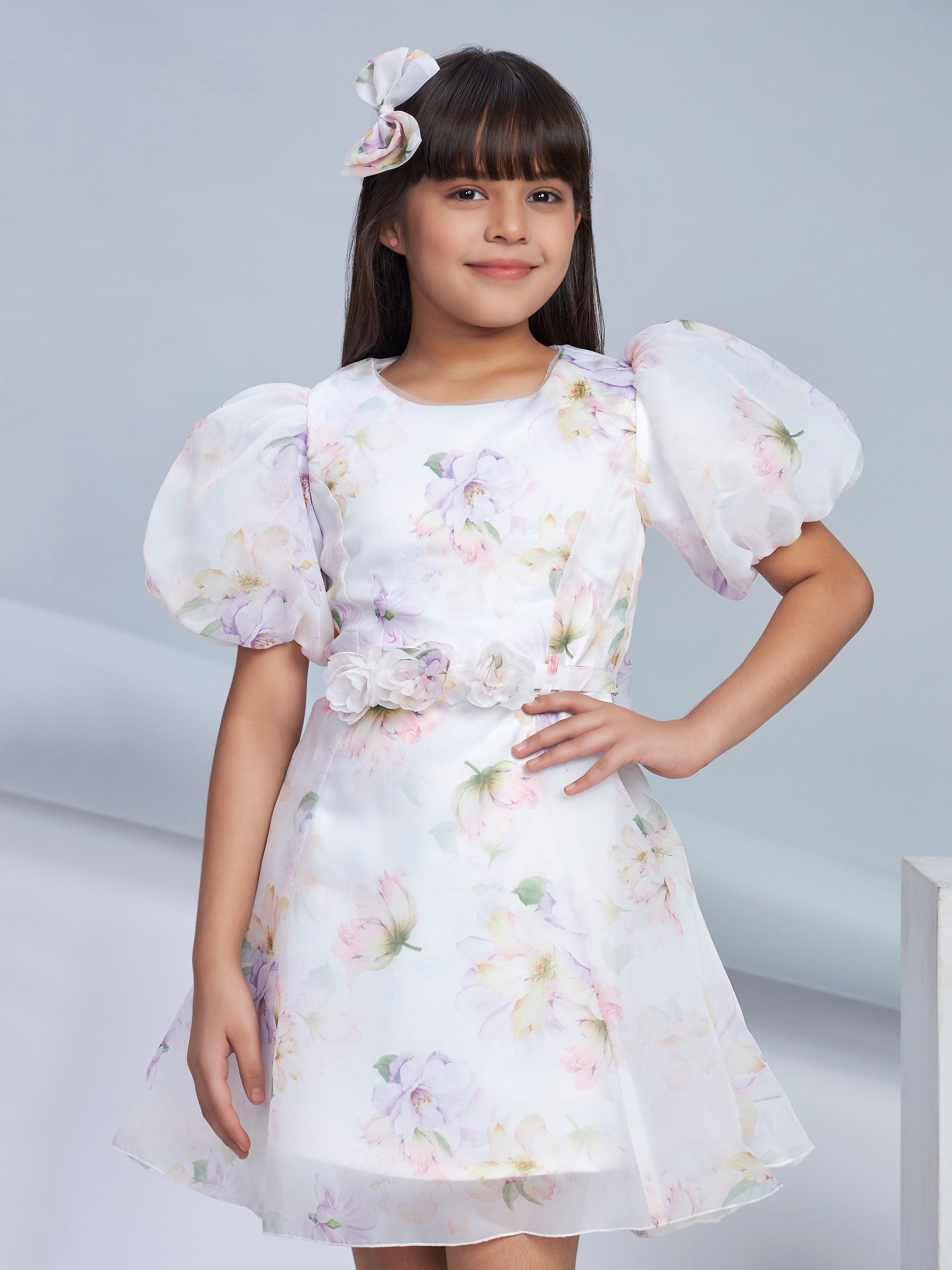 Girls White Party Wear Dress
