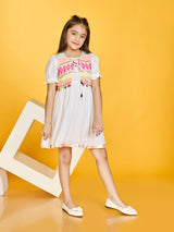 Girls White Festive Dress with Jacket