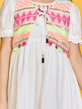 Girls White Festive Dress with Jacket