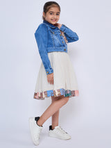 Girls Beige Festive Wear Dress Set