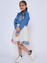 Girls Beige Festive Wear Dress Set