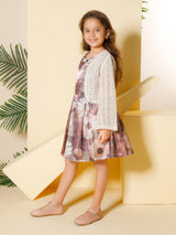 Girls Brown Festive Wear Dress Set