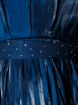 Girls Teal Blue Party Wear Gown With Belt