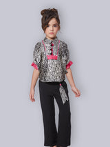Girls Black Casual Pant with Top