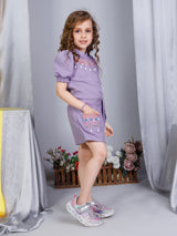 Girls Purple Festive Wear Top and Shorts Set