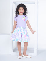Girls Purple Casual Skirt With Top