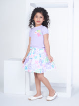 Girls Purple Casual Skirt With Top