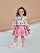 Girls Pink Casual Skirt with Top