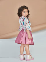 Girls Pink Casual Skirt with Top