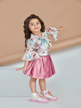 Girls Pink Casual Skirt with Top