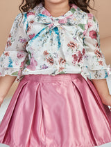 Girls Pink Casual Skirt with Top