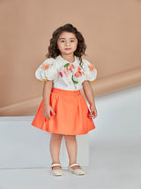 Girls Orange Festive Skirt with Top