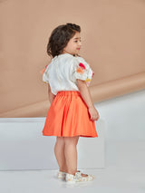 Girls Orange Festive Skirt with Top
