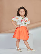 Girls Orange Festive Skirt with Top