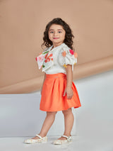 Girls Orange Festive Skirt with Top