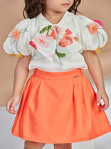 Girls Orange Festive Skirt with Top