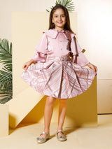 Girls Pink Party Wear Top With Skirt