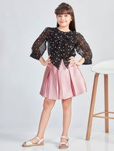 Girls Black Festive Wear Top and Skirt Set