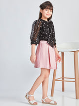 Girls Black Festive Wear Top and Skirt Set