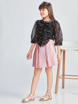 Girls Black Festive Wear Top and Skirt Set