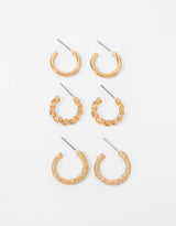 Women's Textured Mini Hoop - Set of 3
