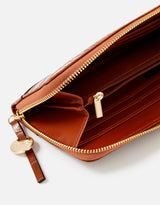 Women's Brown Casual Textured Zipper Wallet