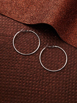 Women's Silver Medium Simple Hoop Earring