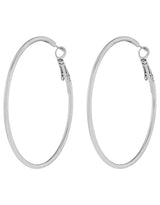 Women's Silver Medium Simple Hoop Earring