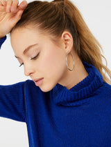 Women's Silver Medium Simple Hoop Earring