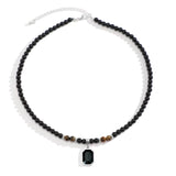 Men's Black and Silver Black Magic Beads Necklace