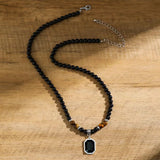 Men's Black and Silver Black Magic Beads Necklace