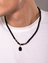 Men's Black and Silver Black Magic Beads Necklace