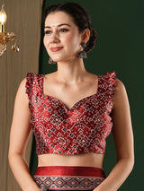 Women's Crepe Black Printed Designer Saree with Blouse Piece