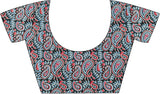 Women's Crepe Red Printed Designer Saree with Blouse Piece