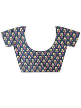 Women's Crepe Black Printed Designer Saree With Blouse Piece