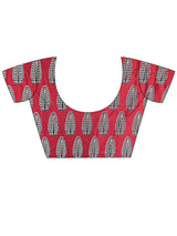 Women's Crepe Red Printed Designer Saree With Blouse Piece