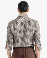 Men's Beige Casual Regular Fit Printed Full Sleeves Shirt