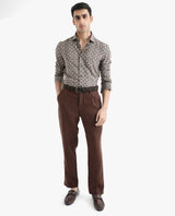Men's Beige Casual Regular Fit Printed Full Sleeves Shirt
