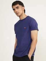 Men's Purple Casual Regular Fit Solid Half Sleeves Tshirt