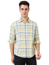 Men's Blue Casual Slim Fit Checked Full Sleeves Shirt