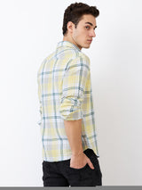 Men's Blue Casual Slim Fit Checked Full Sleeves Shirt
