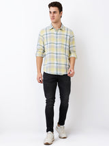 Men's Blue Casual Slim Fit Checked Full Sleeves Shirt