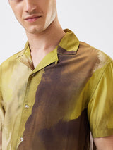 Men's Green Casual Relaxed Fit Printed Half Sleeves Shirt