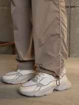 Unisex Beige Casual Baggy Fit Parachute Pant