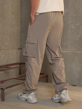 Unisex Beige Casual Baggy Fit Parachute Pant