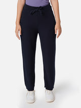 Women's Blue Solid Sports High Rise Pant - Tall