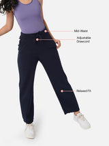 Women's Blue Solid Sports High Rise Pant