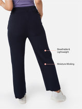 Women's Blue Solid Sports High Rise Pant - Tall